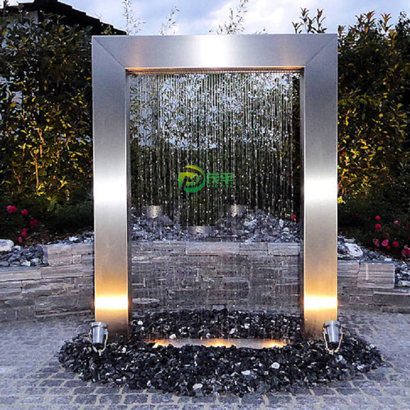 Modern Polished Large Garden Art Decoration Water Fall Fountain Outdoor Waterfall Stainless Steel Sculpture Water Fountain