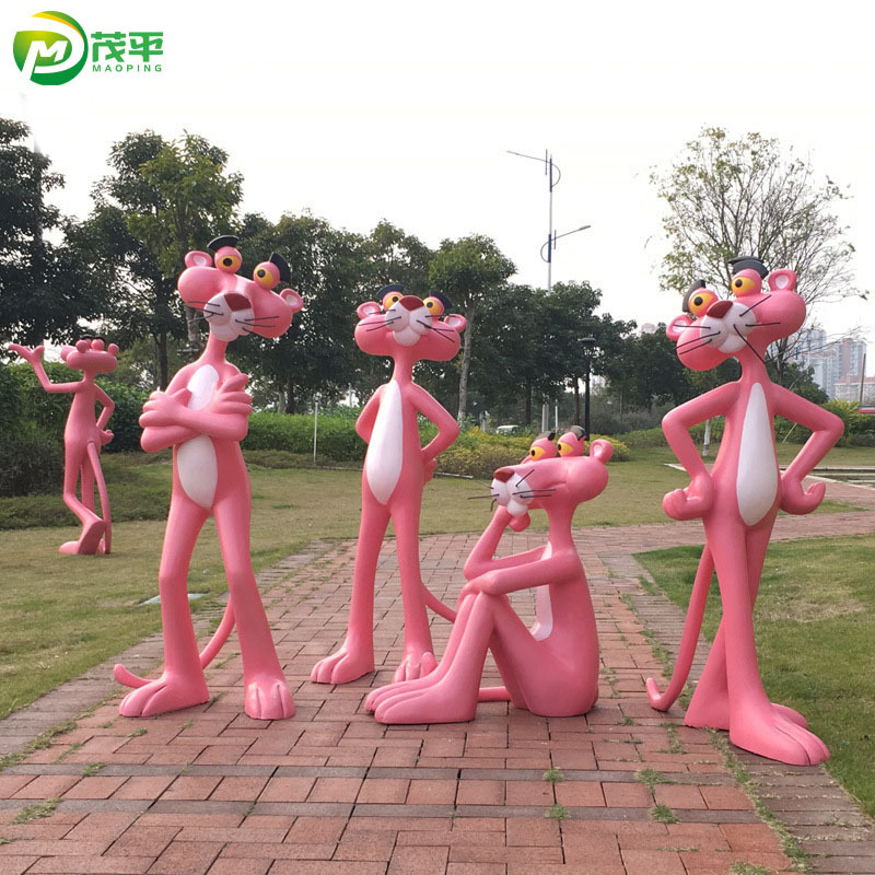 Customization Size Sell Well Factory Modern Modern Luxury Home Decorations Cartoon Pink Panther Fiberglass Sculpture Statue