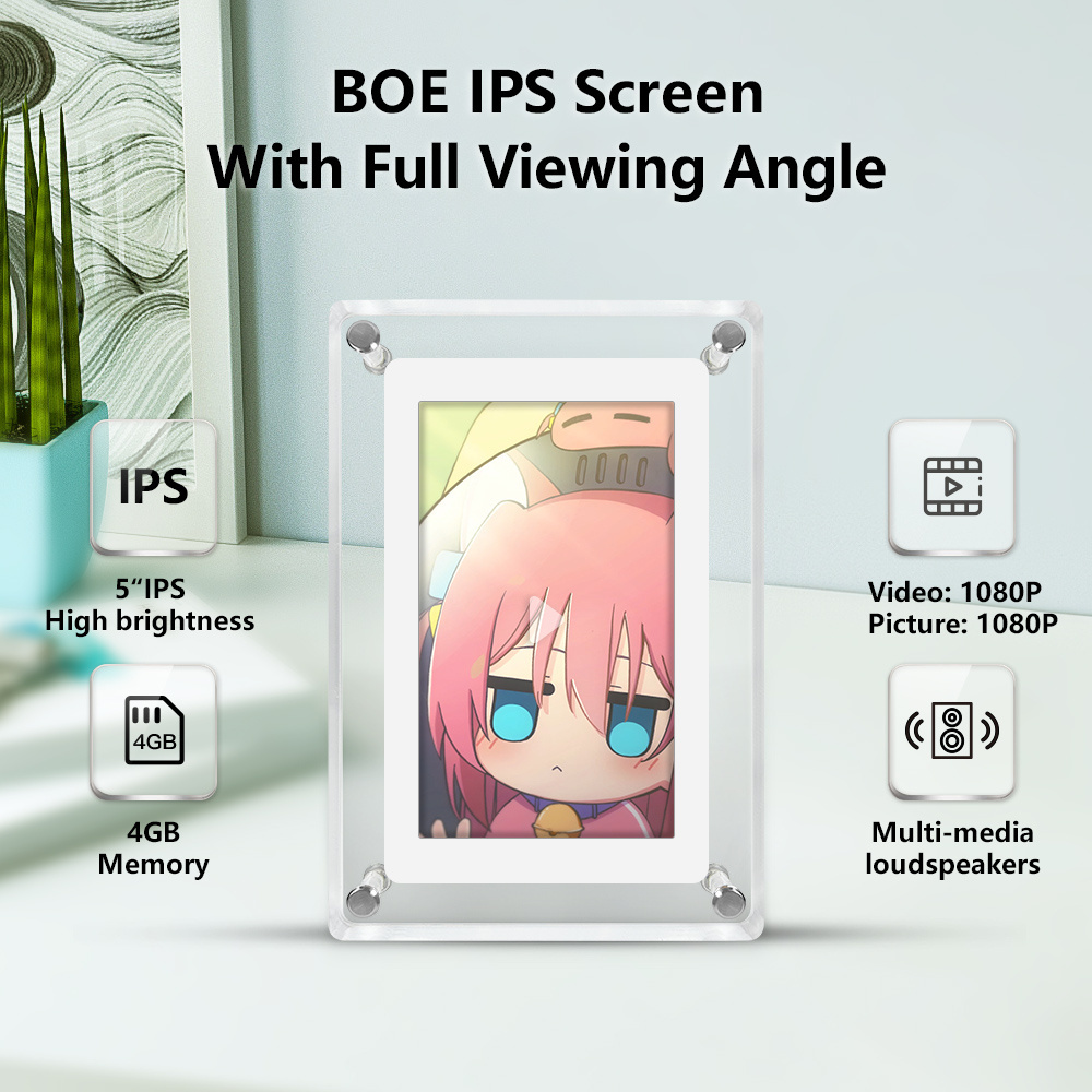 5 Inch HD Transparent Acrylic Frame NFT  Digital Photo Frame with battery