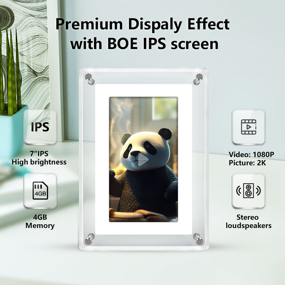 Wholesale Dropship 7 Inch Picture Art Acrylic Video infinite object transparent Digital Photo Frame Display