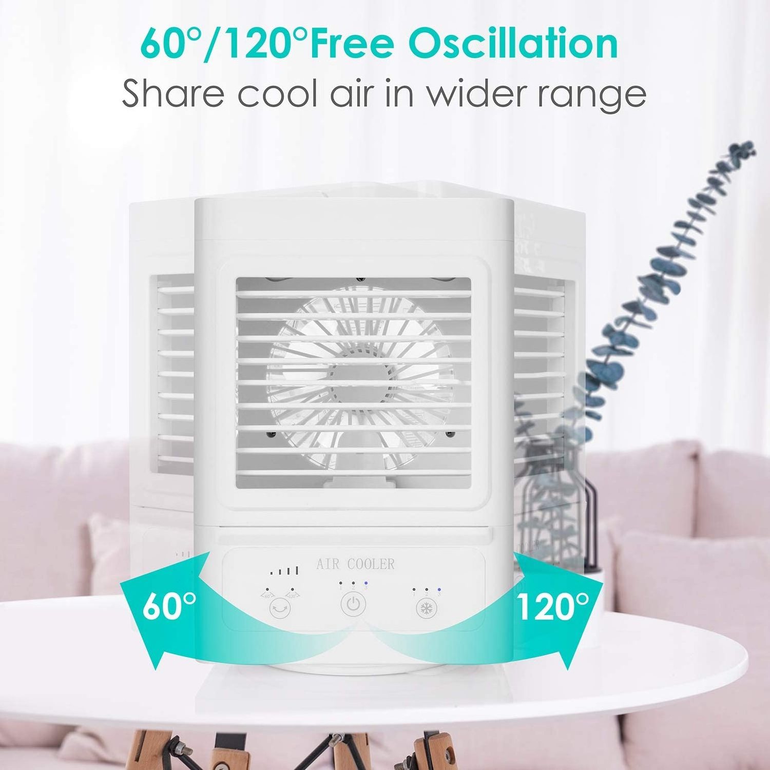 Portable Air Conditioner Fan Battery Operated Evaporative Air Cooler Humidifier Misting Fan for Home Office Room Camping Outdoor