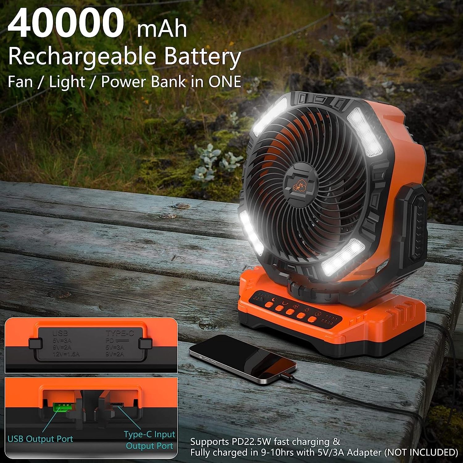 2023 Newest Design 40000mAh Rechargeable Standing Camping Fan with Light Industrial Floor Remote Controlled Fans