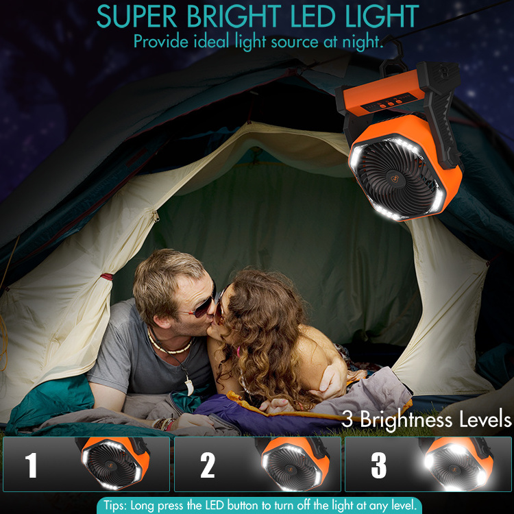 20000mAh Rechargeable Camping Fan with LED Lantern for Camping/Fishing/Power Outage/Jobsite