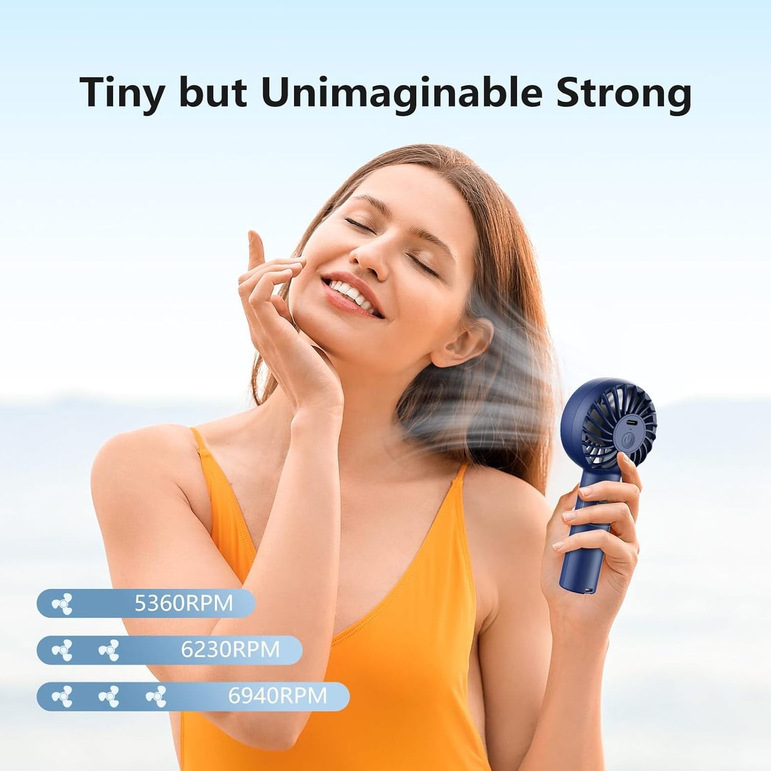 PANERGY 3 Speeds Portable Personal Eyelash Fan USB Rechargeable Battery Operated Mini Handheld Fan