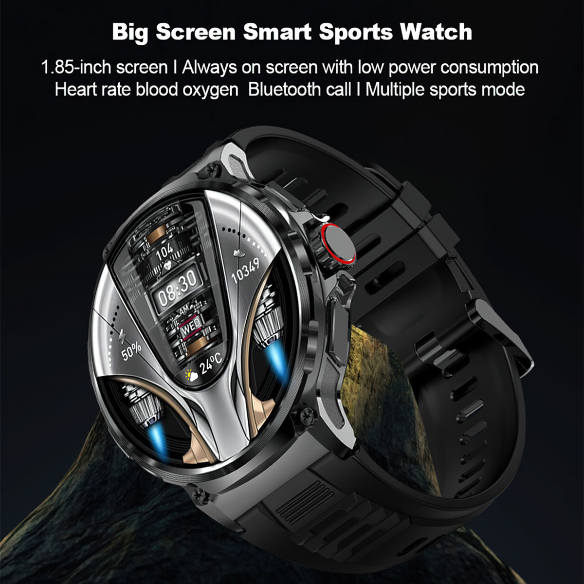 Maxtop Big Screen Health Tracker Rugged Fashion Men Fitness Sport Wristband Waterproof Android Fashion Reloj Smart Watch