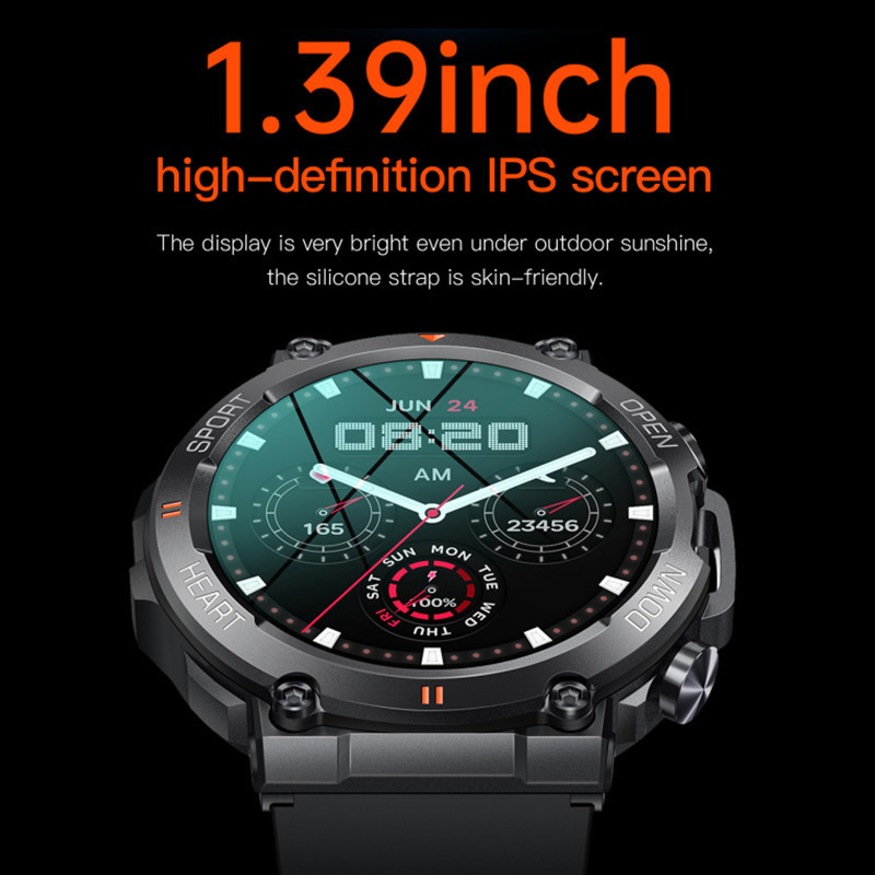 Maxtop Sport Wristband Android Round Full Touch Screen IP67 Waterproof Call Smartwatch Men Rugged Outdoor Tracker Smart Watch