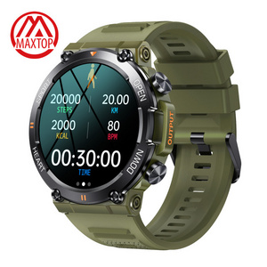 Maxtop Sport Wristband Android Round Full Touch Screen IP67 Waterproof Call Smartwatch Men Rugged Outdoor Tracker Smart Watch