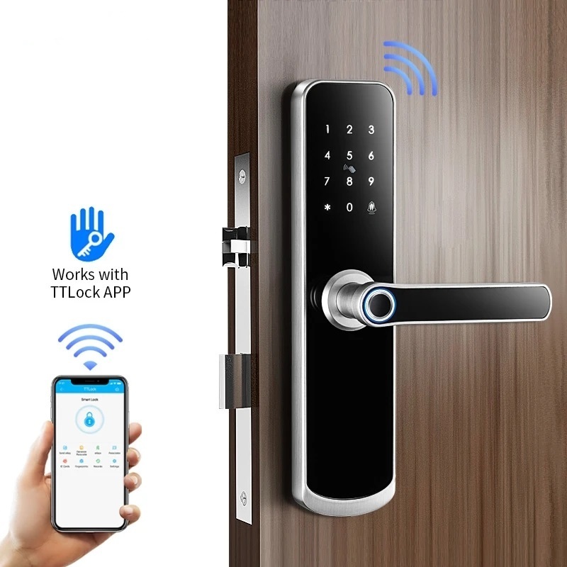 BLE Fingerprint Door TT Lock App Code Card Key Touch Screen Smart Door Lock Security Digital Electronic Lock