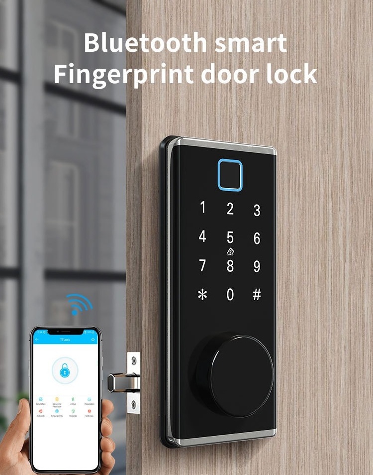 TT Lock Smart Home Fingerprint Lock Cerradura Inteligente WIFI Biometric Deadbolt Door Lock Password/IC Card/APP/Key Unlocking