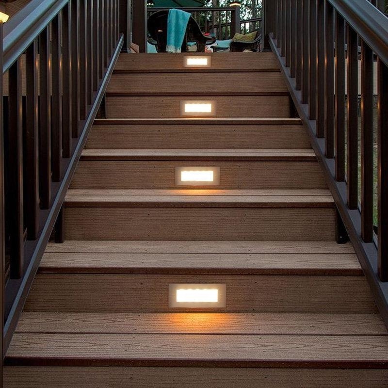 12w 3w decorative aluminum design waterproof staircase lamp ip65 outdoor recessed square stair led wall step lights