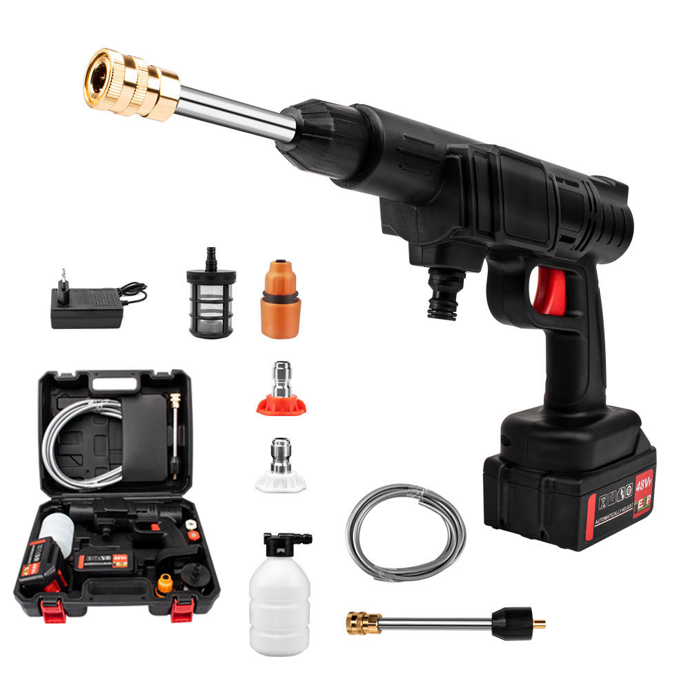 JLD portable powerful high pressure 24V lithium cordless wireless car wash water jet foam gun car washer with 2 battery