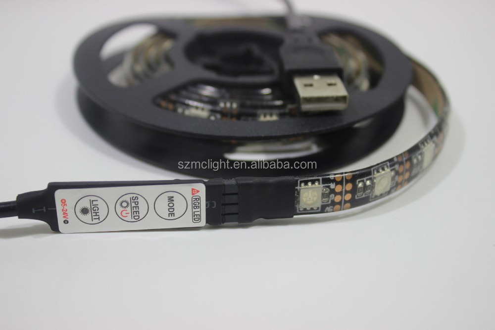 Hot sale KEEN 5V RGB 5050 led TV backlight USB flexible led strip light with remote controller