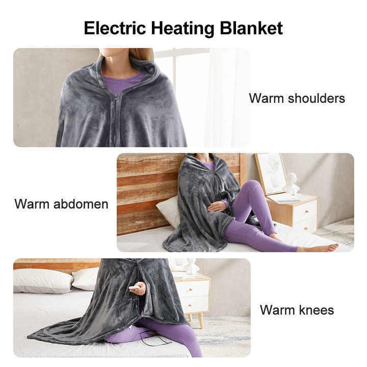 Winter Washable Heated Blanket Electric Warm Throw Blanket Heating Soft Fleece Blanket Shawl For Home Office