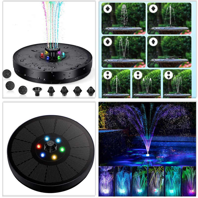 Solar Fountain with lights Solar Powered Bird Bath Fountain Pump 3W Solar Panel Kit  Outdoor Courtyard waterscape fountain lamp