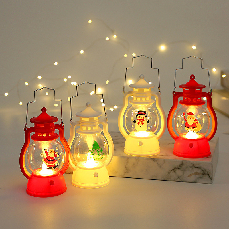 2023 Christmas Decorations Outdoor Lantern Christmas Home Decor Dess up Hand-held LED Small Oil Lamp Luminous Lantern