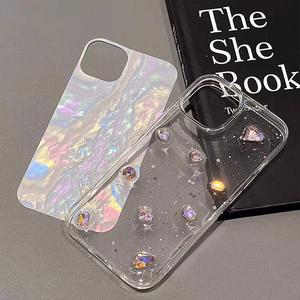 Pearl Diamond Laser shell Pattern Phone Case For iPhone 15/14 Pro Max TPU Anti-fall  Phone Case