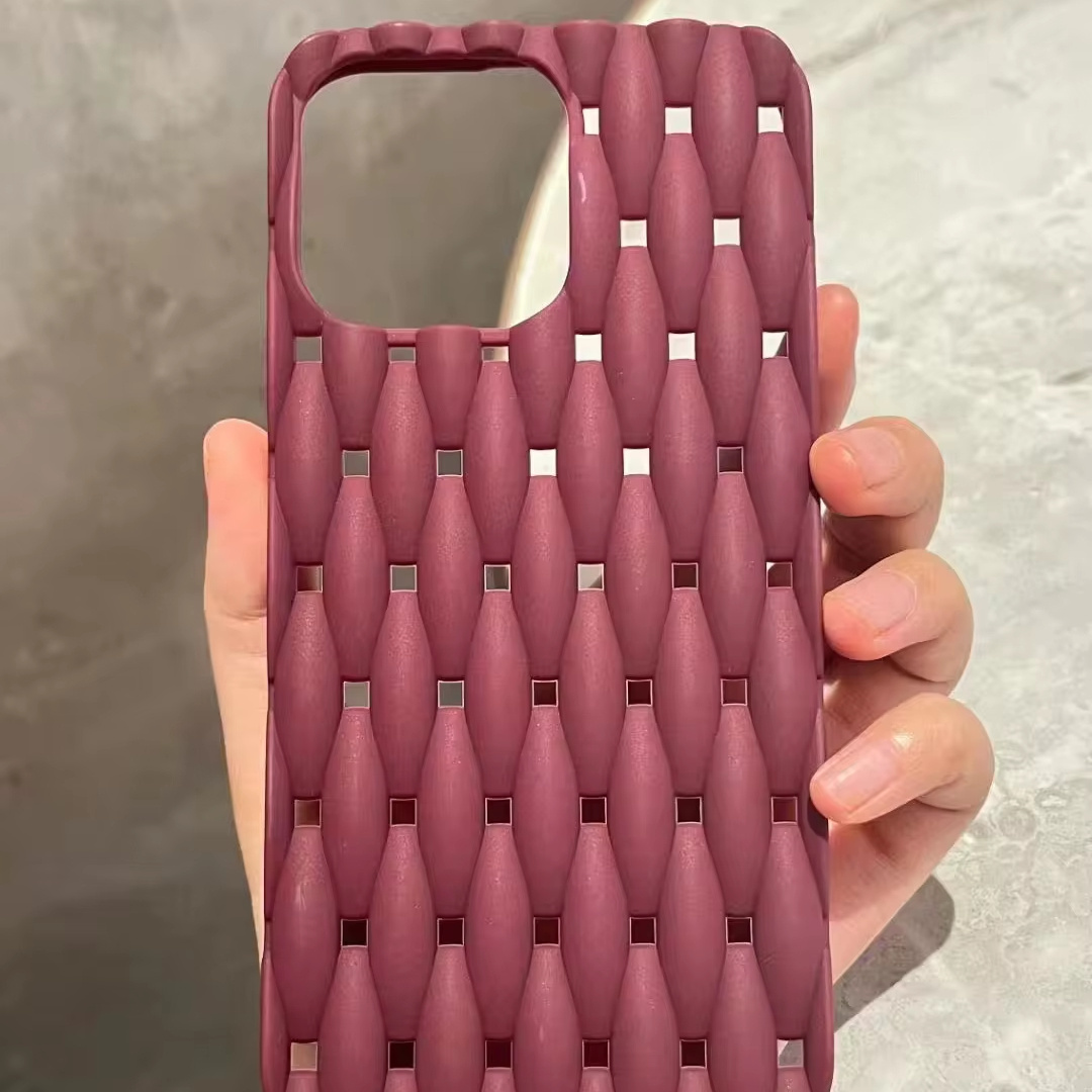 High Quality Large Hole Lace Hole Heat Dissipation Woven Texture Splicing Phone Case Anti Drop For iPhone 15 Custom Phone Case