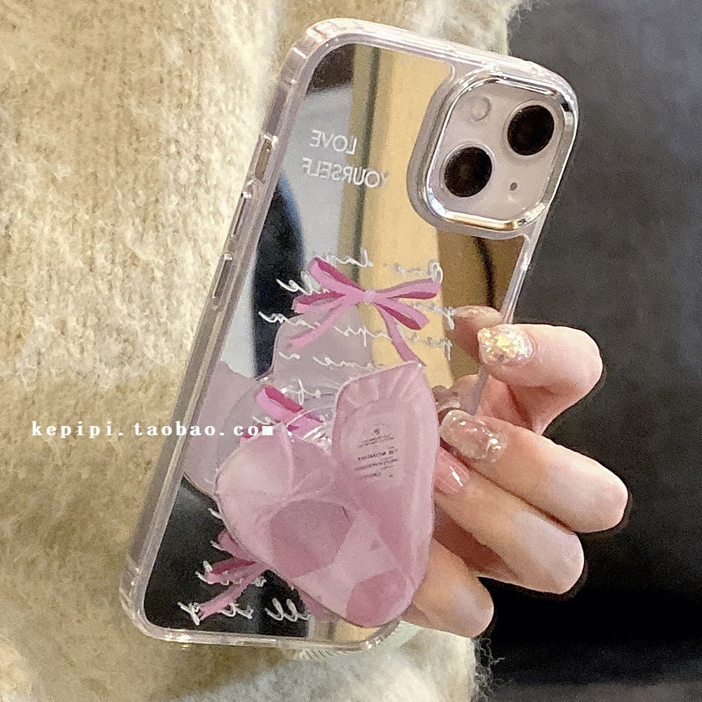 2023 New Design Lady Make up Shockproof Love Mirror Phone Case with Holder For Iphone11 Xs Xr 12 13 14 Pro Max Phone Cover