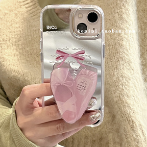 2023 New Design Lady Make up Shockproof Love Mirror Phone Case with Holder For Iphone11 Xs Xr 12 13 14 Pro Max Phone Cover