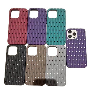 High Quality Large Hole Lace Hole Heat Dissipation Woven Texture Splicing Phone Case Anti Drop For iPhone 15 Custom Phone Case