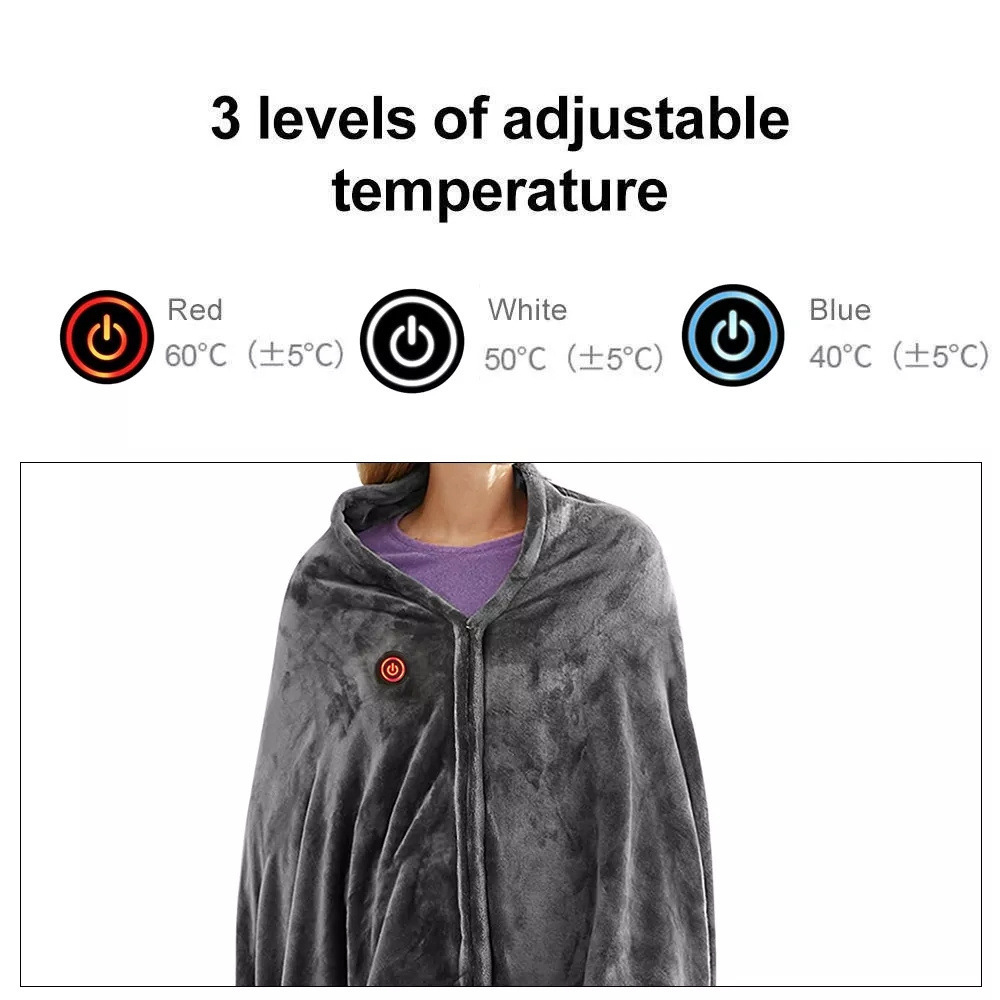 Custom rechargeable soft wearable fast portable heating electric heated blankets For Winter Shoulder Electric Heated Blanket