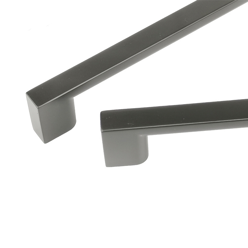 Modern Brushed Gold Black kitchen Door Hardware Wardrobe Pull Cabinet Handles Square Bar Handles