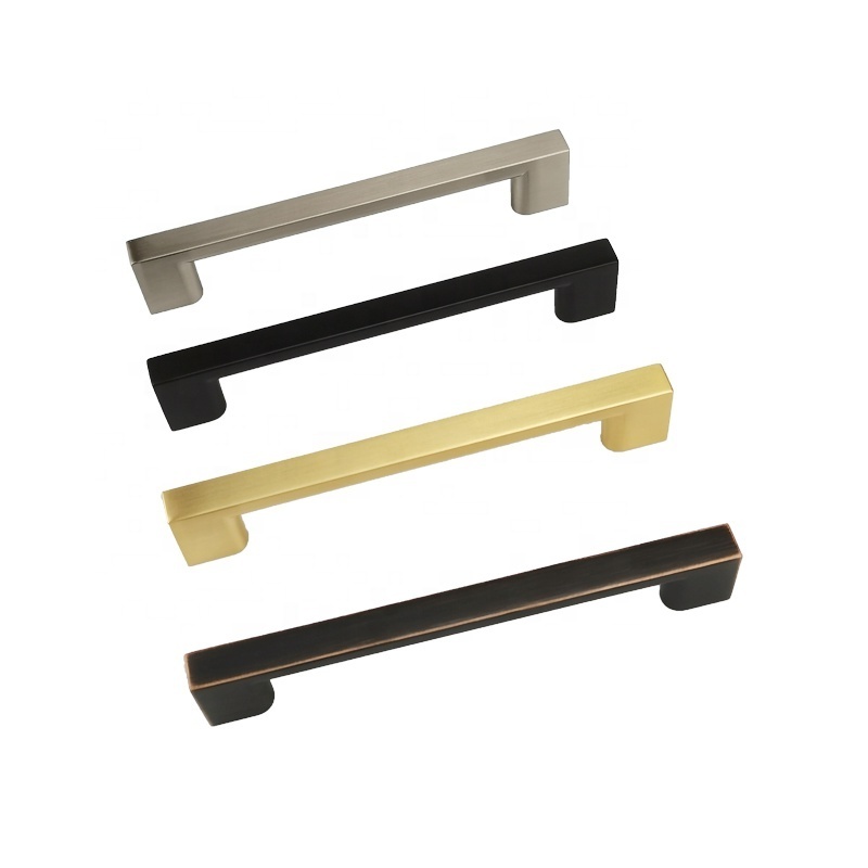 Modern Brushed Gold Black kitchen Door Hardware Wardrobe Pull Cabinet Handles Square Bar Handles