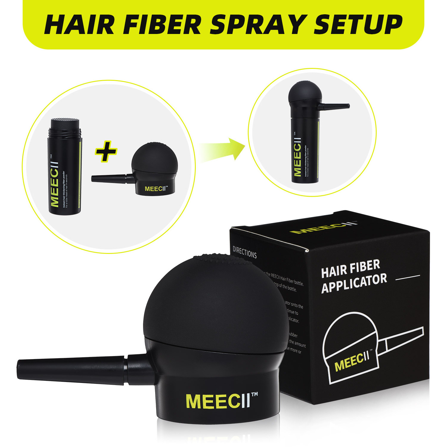 MEECII Hair Fibre Spray Pump Black Plastic Hand Spray Nozzle Hair Fiber Spray Applicator