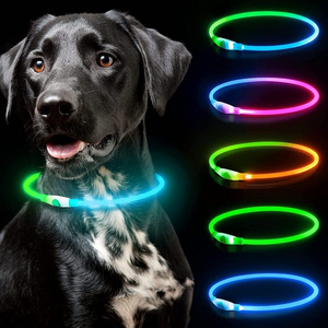 Pet Supplies Dual RGB Color LED Light Up Dog Collar Waterproof Cat Night Safety Flash Glow in Dark Luminous Pet Dog Led Collar