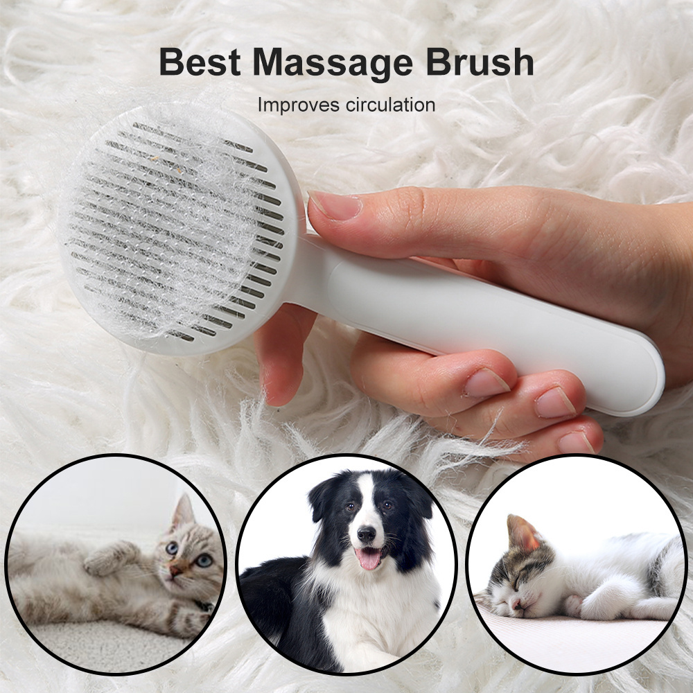 Wholesale Pet Animal Comb Hair Remover Dog Cat Brush Removable Grooming Tool Pet Self Cleaning Deshedding Brush Comb