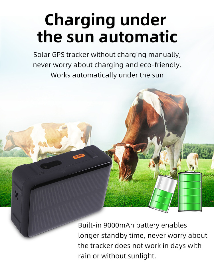 9000mAh Waterproof 4G LTE Cat1 Solar Power Locator Wild Animal Track Camel Cattle Sheep Horse Cow Satellite GPS Tracker Device