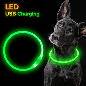 2024 Waterproof Flashing Light Up Dog Necklace Pet Supplies USB Rechargeable Night Safety Luminous Glow in Dark Led Dog Collar