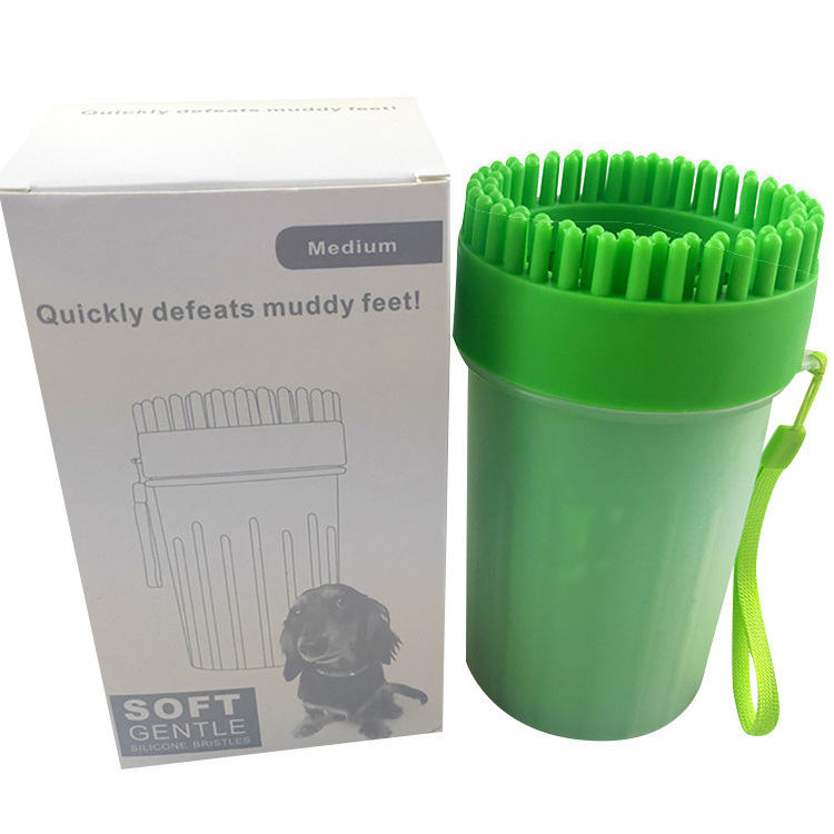 Durable Portable ABS Pet washing Cup Cat Dog Foot Washer Cleaner Pet Paw Washer with Two Dog Cleaning Brushes