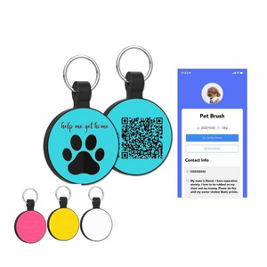 2024 Customized Free APP Silicone Dog Tag Anti-lost QR Code Silicone Circle Shape Pet ID QR URL Collar Name Tag For Dog Cat