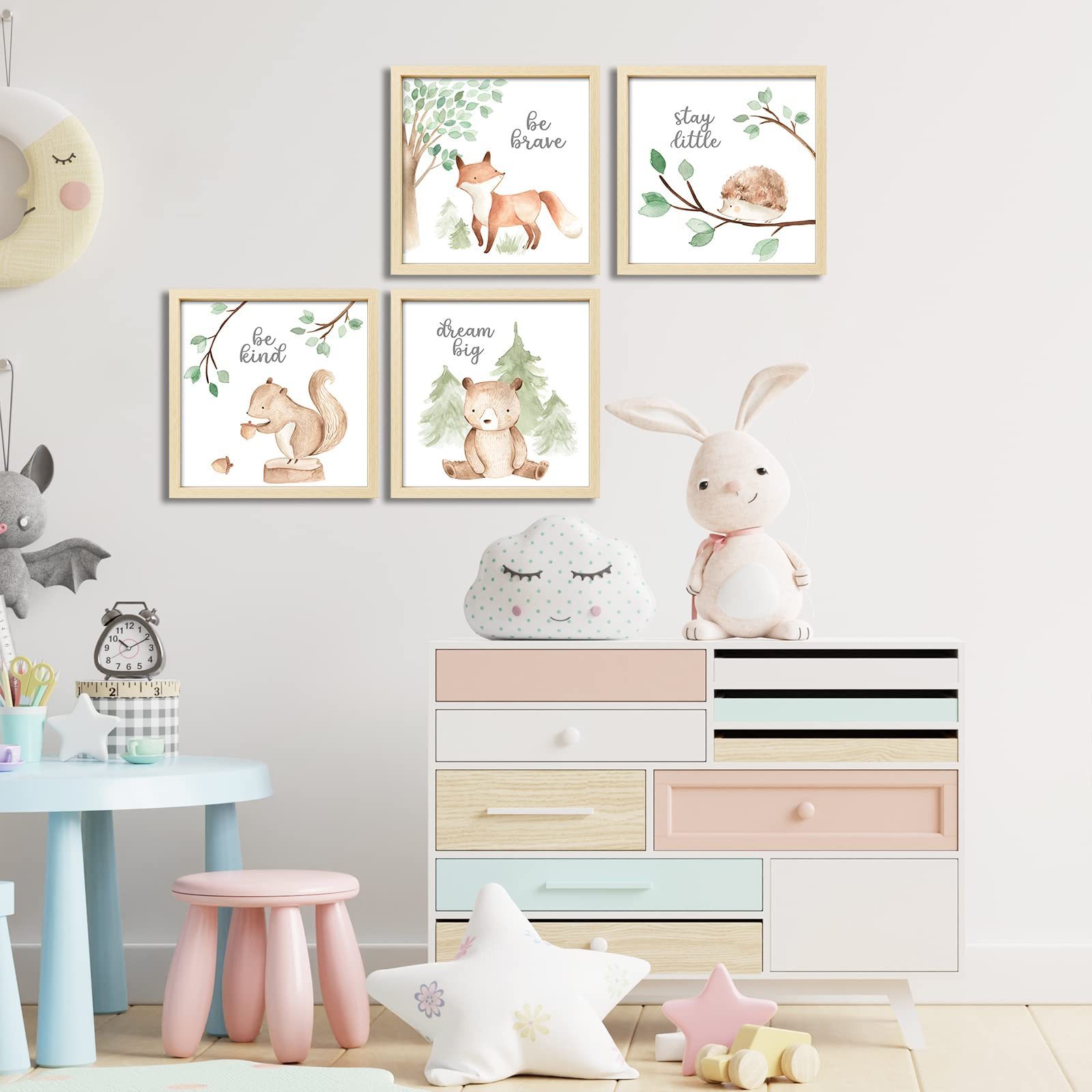 New arrival canvas wall art painting cute animal nursery kids baby room decoration home decor poster