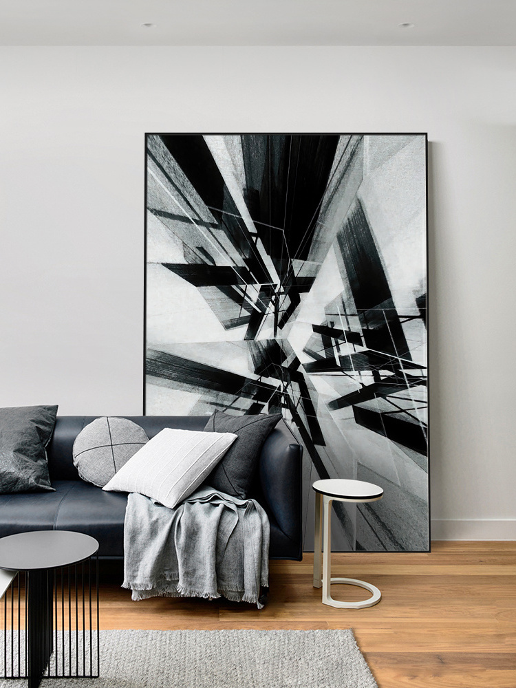 new arrival canvas painting wall art black and white abstract 3d sstaggered space modern interior home decoration