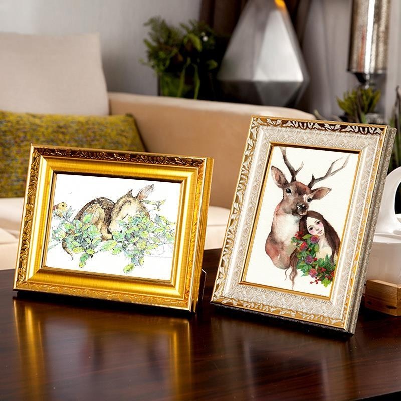 Wholesale antique luxury European style golden oil painting frame customizable size 4x6 8x10 wall resin photo frame