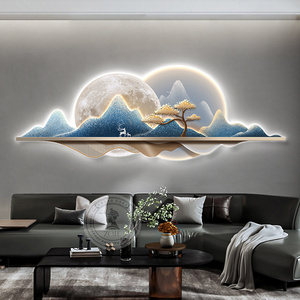 New Chinese Style Modern Landscape Wall Art Hanging LED UV printing carving for Living Room Bedroom Mountains Home Decoration