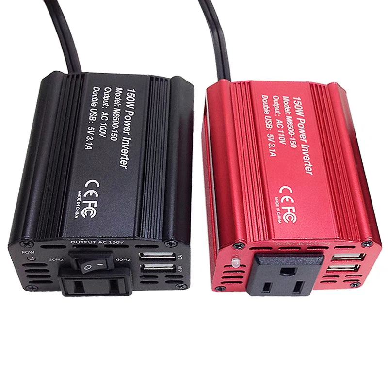 150w dc12v ac110v  us socket with dual usb 3.1a electric car inverter