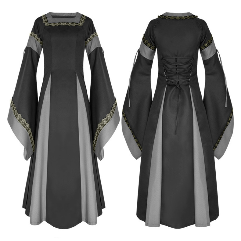 Medieval Women's Clothing Retro Renaissance Women Medieval Clothing Irish Long Dress Halloween Witch Long skirt