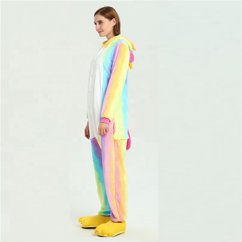 Sleepwear Adult Anime Rainbow Unicorn Adult Christmas Pajamas Animal Homewear Cartoon Nightgown