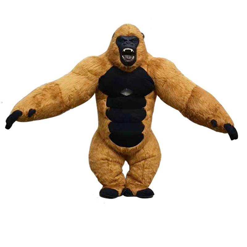 2.6M Height High Quality Gorilla Black Brown Grey  Inflatable Gorilla Mascot Costume For Adults