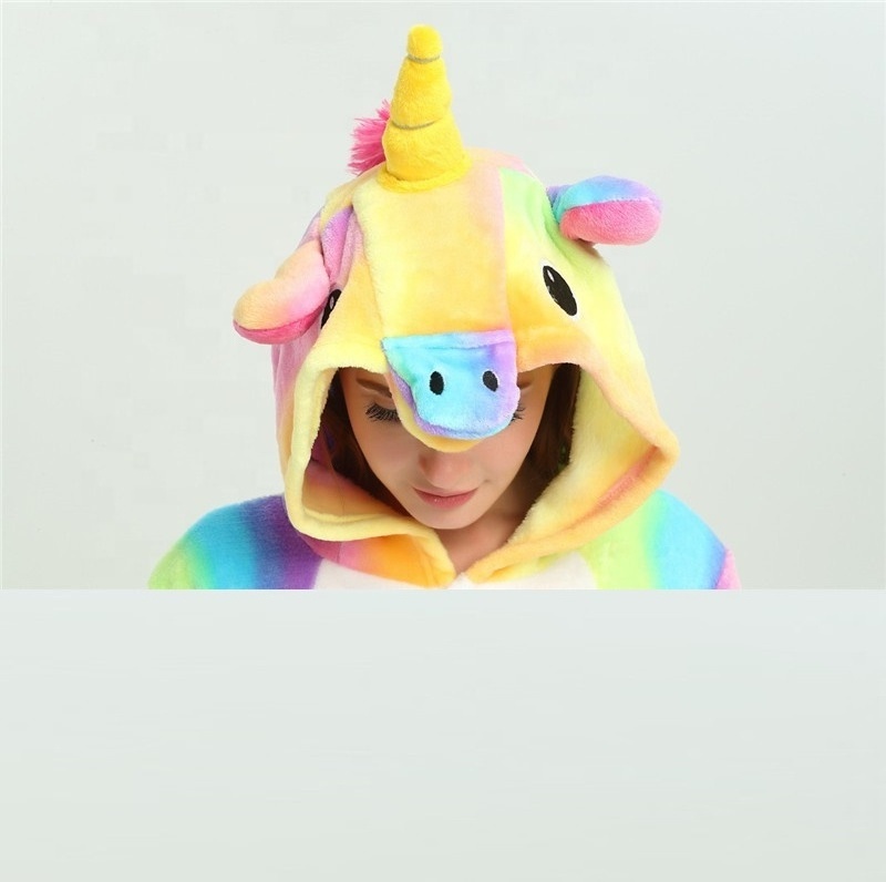 Sleepwear Adult Anime Rainbow Unicorn Adult Christmas Pajamas Animal Homewear Cartoon Nightgown