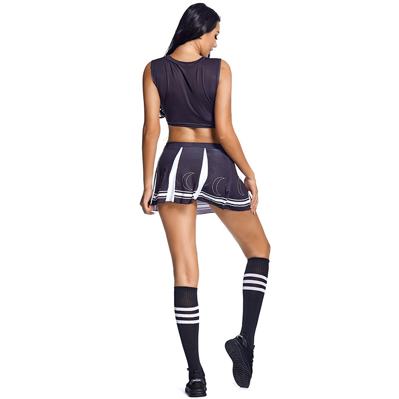 Black Split Cheerleading Skirt Female Sexy Cheer Football Baby World Soccer Cheerleader Performance Suit MQ1123