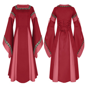 Medieval Women's Clothing Retro Renaissance Women Medieval Clothing Irish Long Dress Halloween Witch Long skirt