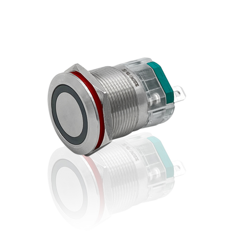 15A high current 22mm self-locking and self-resetting metal push button switch with light