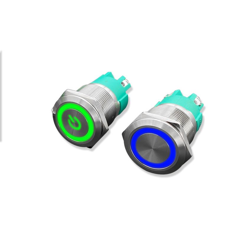 15A high current 22mm self-locking and self-resetting metal push button switch with light