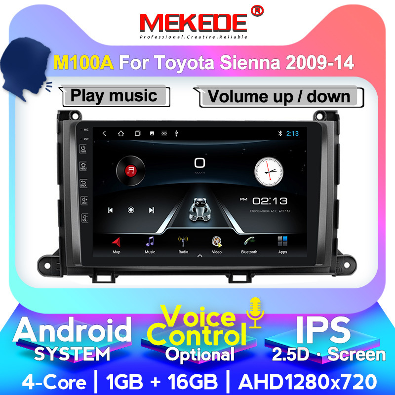 Android IPS Screen M 1G+16GB 4Core Car video Car dvd Player For Toyota Sienna 2009-2014 Car Audio Radio Multimedia GPS Stereo