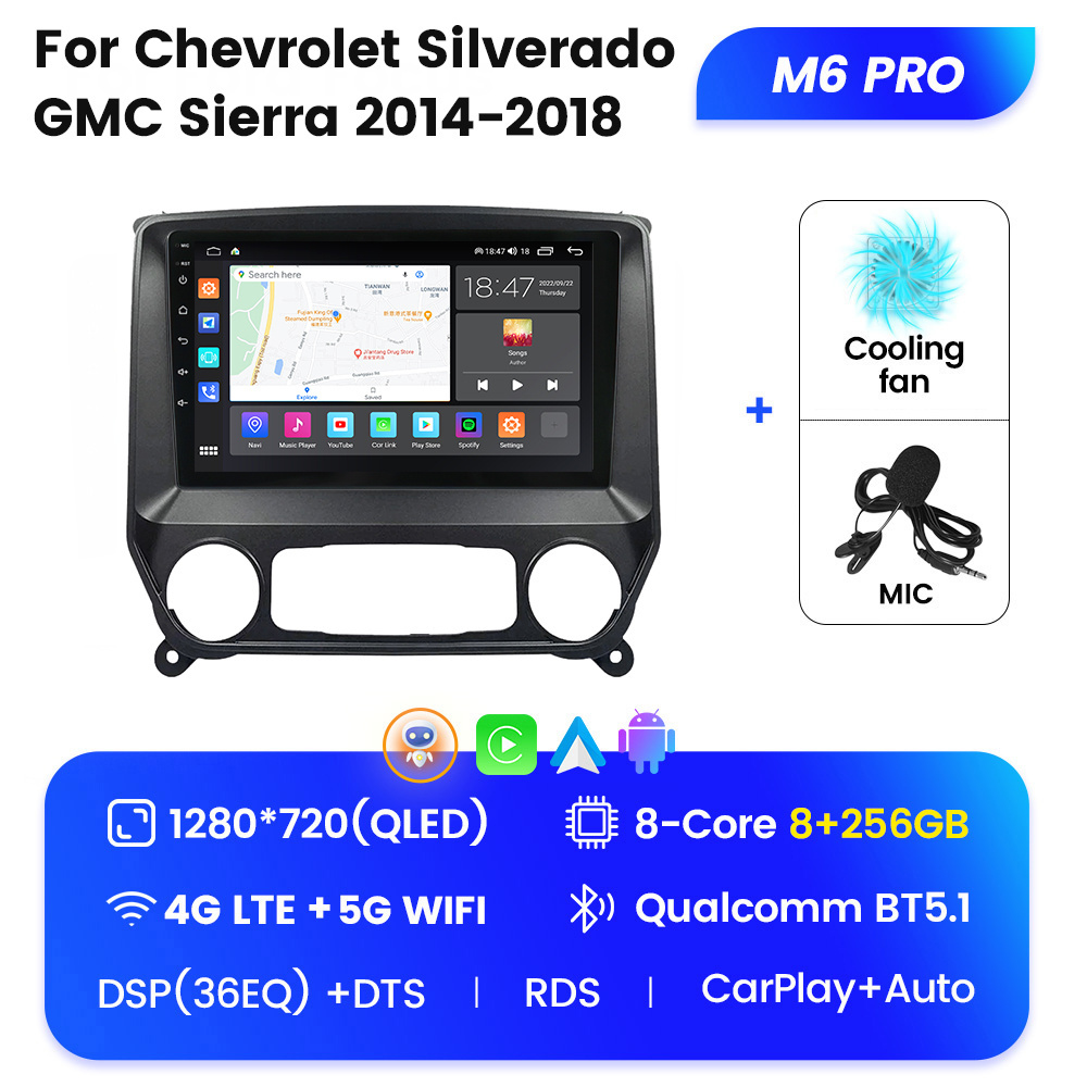 MEKEDE M6 PRO Android 12 QLED Car multimedia audio system for Chevrolet Silverado GMC Sierra 2014 2018