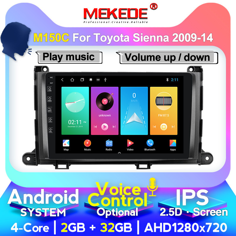 Android IPS Screen M 1G+16GB 4Core Car video Car dvd Player For Toyota Sienna 2009-2014 Car Audio Radio Multimedia GPS Stereo